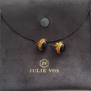 Julie Vos Pierced Statement Earrings - blue semi precious stone